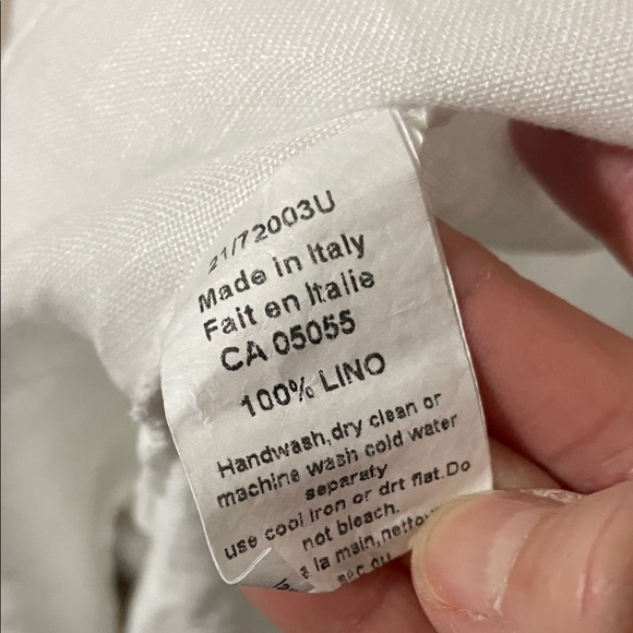 M Made in Italy White Hi Low Linen Shirt Size Medium - Picture 6 of 9